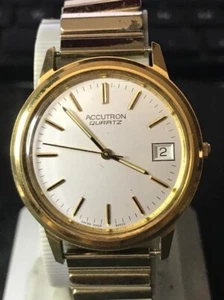 Accutron Bulova 36mm L5 Golden Calendar Men's Watch Not Run, For repair(#1494) - Picture 1 of 10