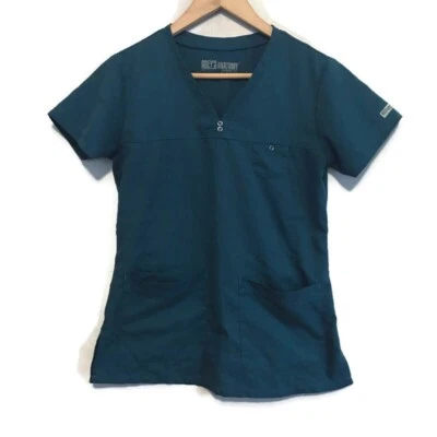 Greys Anatomy Barco Teal Greey Short Sleeve Scrub Top Size XS - Image 1 of 4