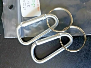 THREE CARABINERS + Key Rings (3 & 3) - chrome or U SAVE $4.28 - Picture 1 of 3