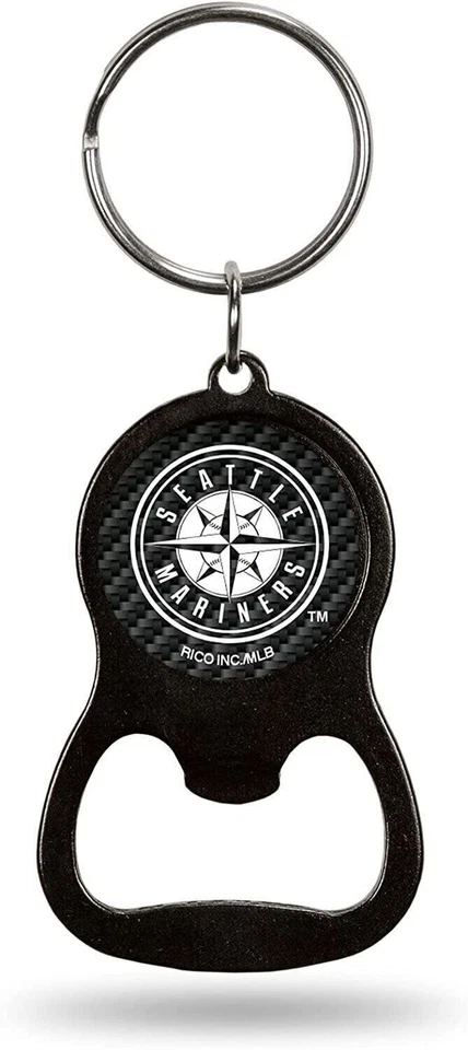 Seattle Mariners Premium Solid Metal Keychain Bottle Opener, Carbon Fiber Design - Image 1 of 1