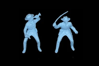 FORT APACHE Cavalry mounted light blue 2 in 2 poses MARX toy soldiers playset - Image 1 of 2