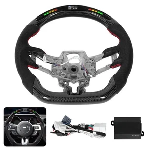 TOP Real Carbon Fiber Smart LED Steering Wheel for Ford Mustang GT 2015-2017 - Picture 1 of 13