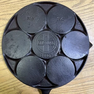 Griswold Cast Iron Plett Pan No 34.  Rare Slant Logo. Restored - Picture 1 of 10