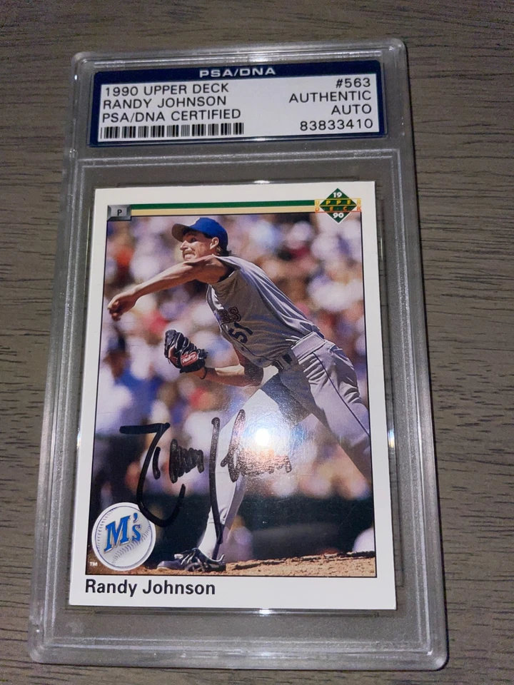 Randy Johnson 1990 Upper Deck certificado PSA/DNA auténtico automático #563 HOF Mariners Foto 1 de 4