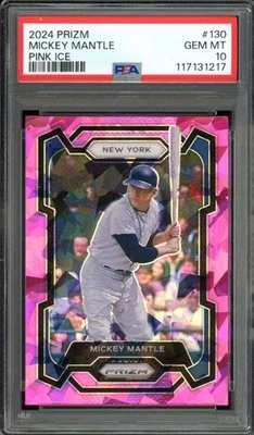 Tarjeta Mickey Mantle 2024 Prizm Pink Ice (pop 5) #130 PSA 10 Foto 1 de 2