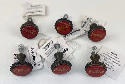 Retro Coke Bottle Cap Drawer Pull Knob Coca Cola Nostalgic Set Of 6 Decor - Image 1 of 4