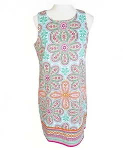 London Times Colorful Floral Summer Shift Dress Size 10 Coastal Classic - Picture 1 of 9