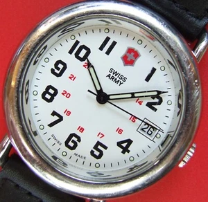 SWISS ARMY Watch~Men's CAVALRY Fully Polished~White Dial~Trench Style~NEW Strap - Picture 1 of 12