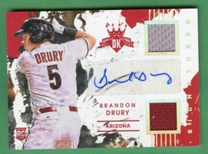 BRANDON DRURY 2016 DIAMOND KINGS ROOKIE JERSEY AUTO ARIZONA DIAMONDBACKS (REDS) - Picture 1 of 2
