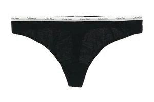 CALVIN KLEIN Women's Black 'Logo' Thong Sz S 140240 - Picture 1 of 1