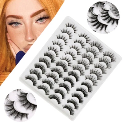 20 Pair 3D Faux Mink False Eyelashes Wispy Cross Long Thick Soft Fake Eye Lashes - Image 1 of 4