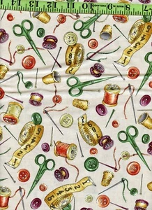 Clothworks Top Drawer Sewing Novelty Print Cotton Quilt Quilting Fabric 1+ Yd! - Picture 1 of 1