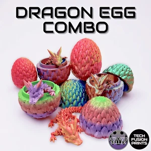 Baby Crystal Dragon & Dragon Egg Combo (Cinderwing Official 3D Printed) - Picture 1 of 70