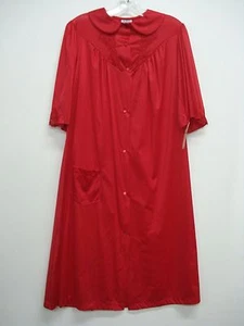 USA Made Nancy King Lingerie Waltz Length Duster Robe Size Small Red #713N - Picture 1 of 3