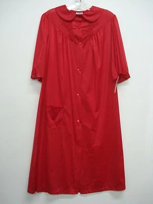 USA Made Nancy King Lingerie Waltz Length Duster Robe Size Medium Red #714N - Image 1 of 3