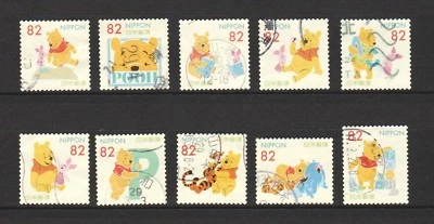JAPAN 2017 DISNEY WINNIE THE POOH COMP. SET OF 10 STAMPS IN FINE USED CONDITION - Image 1 of 4