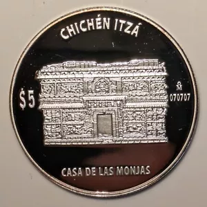 Mexico ~ .999 Silver ~ 5 Pesos ~ Chichen Itza ~ Casa De Las Monjas/The Nunnery - Picture 1 of 4