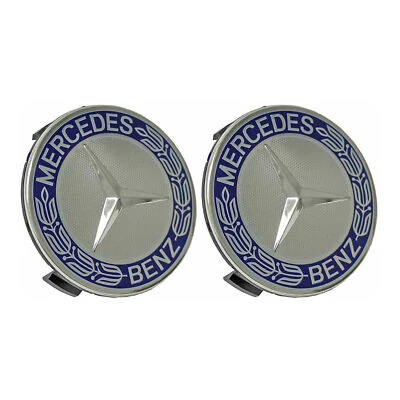 Tampas de cubo de roda de liga leve emblema azul royal conjunto de 2 peças para Mercedes Benz fabricante de equipamento original 1714000125 - Imagem 1 de 4