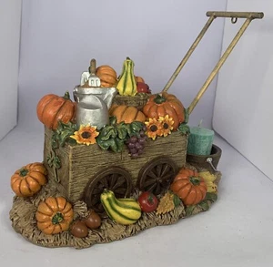 YANKEE CANDLE LARGE 10" FALL HARVEST PUMPKIN CART CANDLE HOLDER - Picture 1 of 8