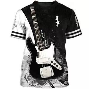 3D-Muster Gitarre T-Shirt für Herren kurzärmelig Musik - Bild 1 von 19