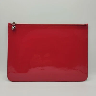 Alexander McQueen Hot Pink Patent Leather Skull Large Pouch 420860 DP00I 5635 - Image 1 of 4