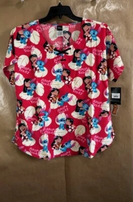 Lilo and Stitch Cherokee Scrub Top XL Tooniform Disney Round Neck TF744 LHAT NWT - Image 1 of 4