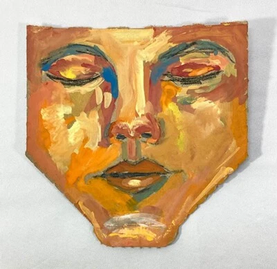 Pintura de retrato facial primitivo original arte expresivo pintoresco extraño Foto 1 de 4