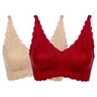 Sujetador Rhonda Shear Borde Invisible Borde Vieira Superpuesto Encaje Adherido Talla Mediana 2pk Foto 1 de 4