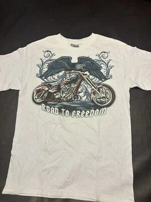 Camisa Blanca Vintage Motocicleta Patrimonio Nacional Talla M Eagle Road To Freedom Foto 1 de 4