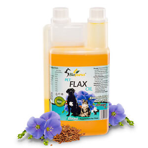 Pure Natural Pets Flax Seed Oil For Dogs and Cats BARF 1000ml Biopurus