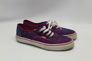 Vans Off The Wall Logo Kids Size 4 Shoes Purple Metallic Sparkly 