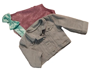 American Girl Doll Clothes Blue Trucker Style Jacket And Swimsuit - Picture 1 of 8