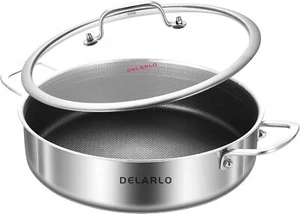 Tri-Ply Stainless Steel Skillet 6-Quart DeepSkillet,12-Inch Induction CookingPan - Picture 1 of 6