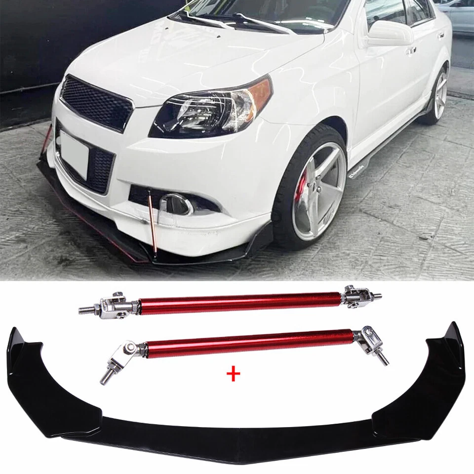 Front Bumper Lip Spoiler Splitter Body Kit + Strut Rods For Chevrolet Aveo Aveo5 - Image 1 of 4