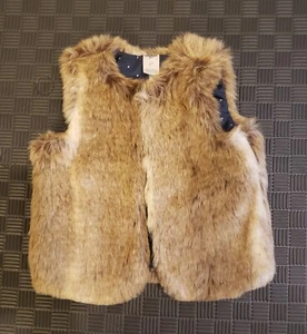OSHKOSH Girl's Brown Faux Fur Vest Button Front Size 2T - Picture 1 of 6