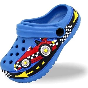 FolHaoth Toddler Boys Size 8.5 Blue Race Car Driver Slide On Clog Sandals - Picture 1 of 6