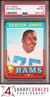 1971 TOPPS #209 DEACON JONES RAMS HOF PSA 8 - Image 1 of 4