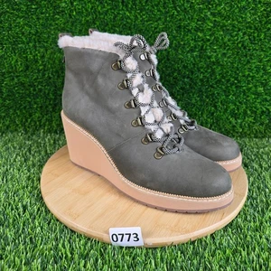 TOMS Botas Mujer Avery Cremallera Cuña Botín al Tobillo 10014069 Verde Gamuza Talla 12 Usadas - Imagen 1 de 6