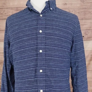 Gap Shirt Mens Medium Blue Striped Button Down Long Sleeve Classic Fit Casual - Picture 1 of 7