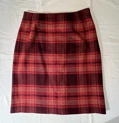 10 J.G. Falda a cuadros roja HOOK mezcla de lana plisada Foto 1 de 4
