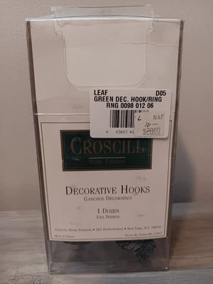 Juego de 12 ganchos/anillos para cortina de ducha vintage Croscill hoja verde Foto 1 de 4