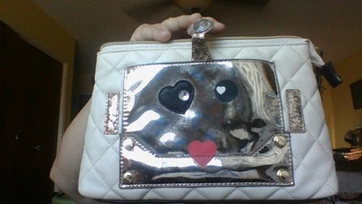 Bolso de Cosméticos Betsey Johnson Divertido Bolso de Mano Robot Dorado Kitsch Novedad *Defectos Foto 1 de 4