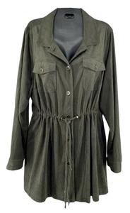 Chaqueta de gamuza sintética verde oliva Torrid talla 2 utilitaria con cordón cintura para mujer 2X - Imagen 1 de 6