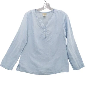 L.L.Bean 100% Linen Top Long Sleeve Shirt Sz S Coastal Vacation - Picture 1 of 9