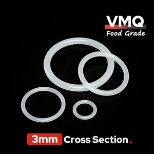 Food Grade O-Ring 3mm Cross Section Clear Silicone Rubber O Rings 4mm-94mm ID - Picture 1 of 6