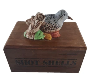 Vintage Ammo Trinket Box Wood W Woodcock Bird Felt Lined Shot Shells 7x5x3 - Picture 1 of 6
