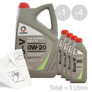Car Engine Oil Service Kit / Pack 9 LITRES Comma Eco-V 0W20 Fully Synthet 9L - Picture 1 of 1