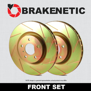 FRONT SET BRAKENETIC Sport Slotted Brake Disc Rotors BNS42048.SS