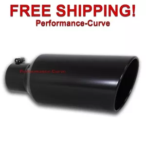 Black Diesel Stainless Steel Bolt On Exhaust Tip 4" Inlet - 7" Outlet - 18" Long - Picture 1 of 2