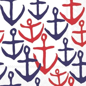 Boston International IHR 3-Ply Paper Napkins, 20-Count Cocktail Size, Anchors - Picture 1 of 1